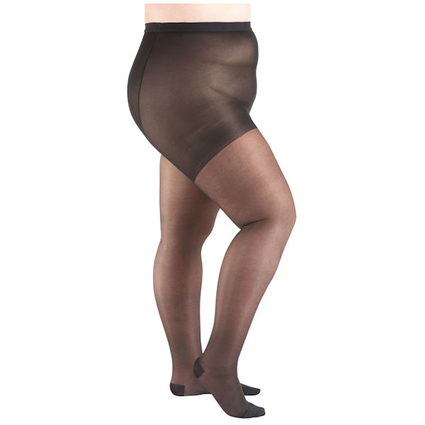 Plus Size High Rise Tummy Control Tights, Women's Plus 40D Queen Size  Support Nylon Hosiery Pantyhose