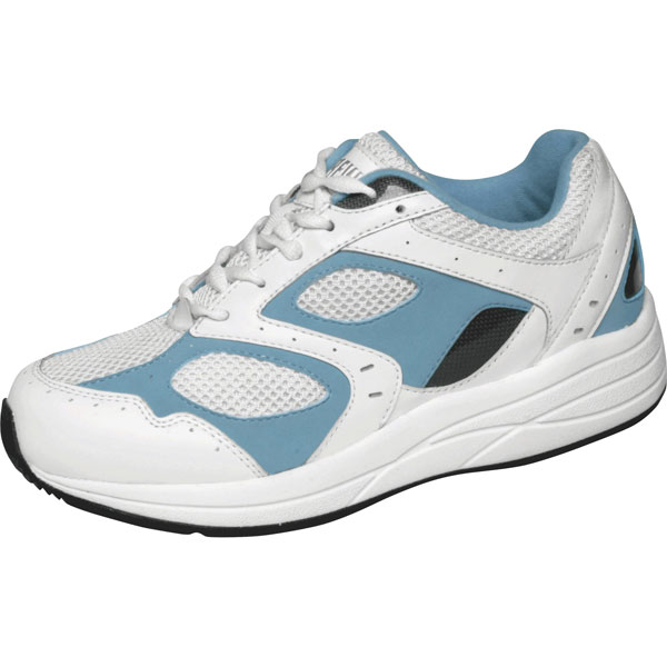 Drew® Flare Women's Walking Shoes - White/Blue Leather/Mesh | Support ...