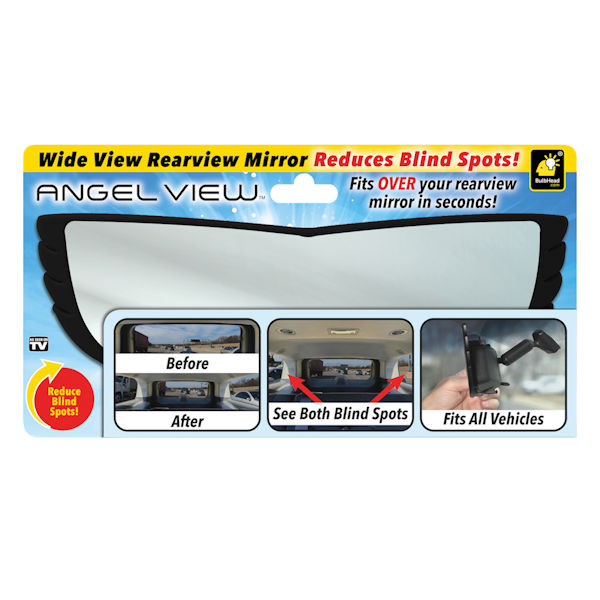 Angel View Wide-Angle Rearview Mirror, As Seen On TV Black Convex Car  Mirror Installs in Seconds and Fits Most Cars, SUVs & Trucks, Holiday Gift