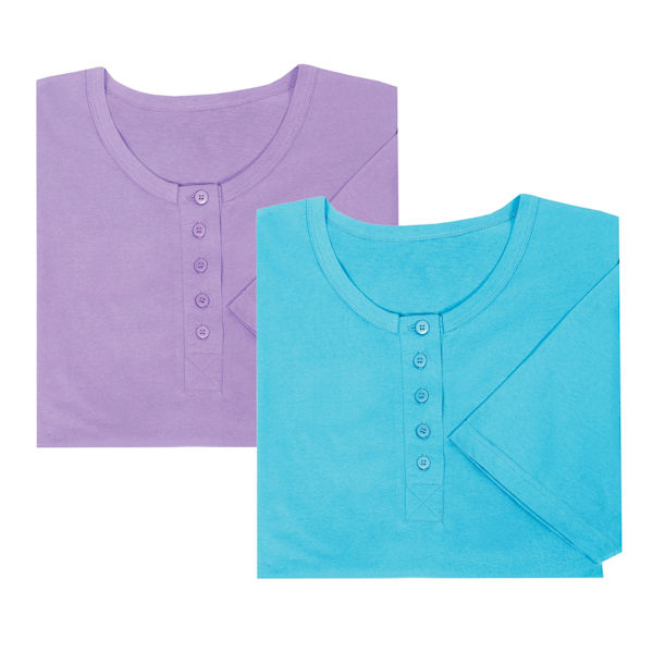 3 Pack: Women's Short Sleeve Henley Nightshirt Nightgown Sleep