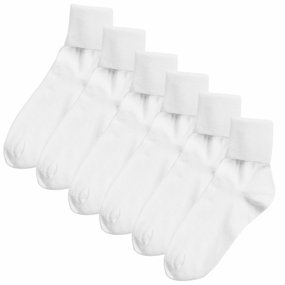 Buster Brown® 100% Cotton Women's Medium Crew Socks - 6 Pack -White ...