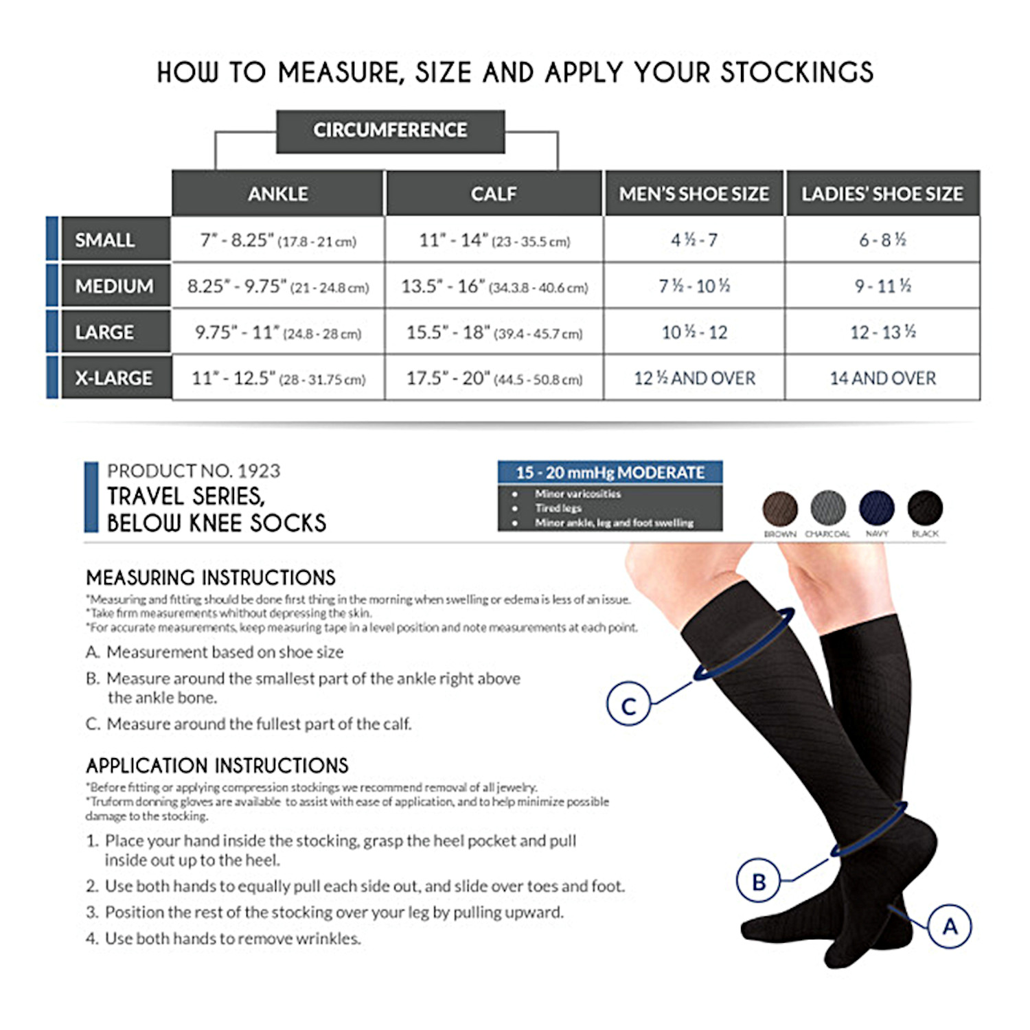 Truform® Travel Unisex Regular Calf Moderate Compression Knee High ...